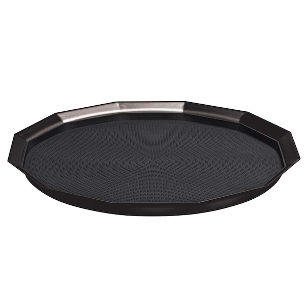 Paneled Tray with Removable Insert, 14"diameter, Stainless Steel, Black Onyx
